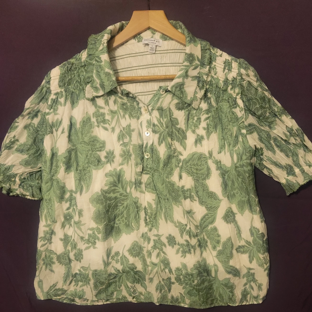 Current Air Green Floral Blouse